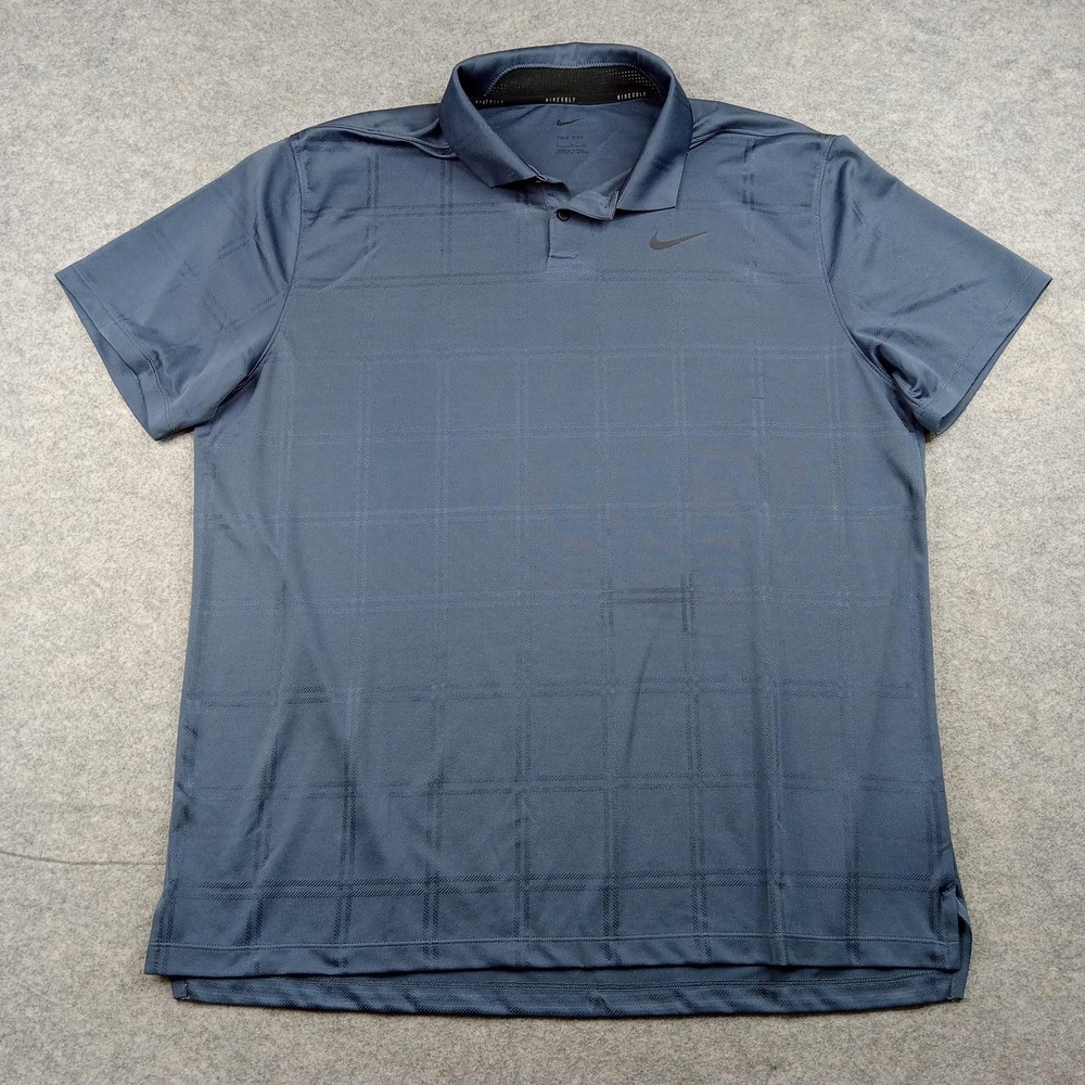 Nike Golf Polo Shirt‎ Mens XL Blue Check Dri-FIT Golf Performance DA2969-437